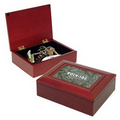 Rosewood Finish Keepsake Box - Rosewood Finish Box with Green Marble Insert